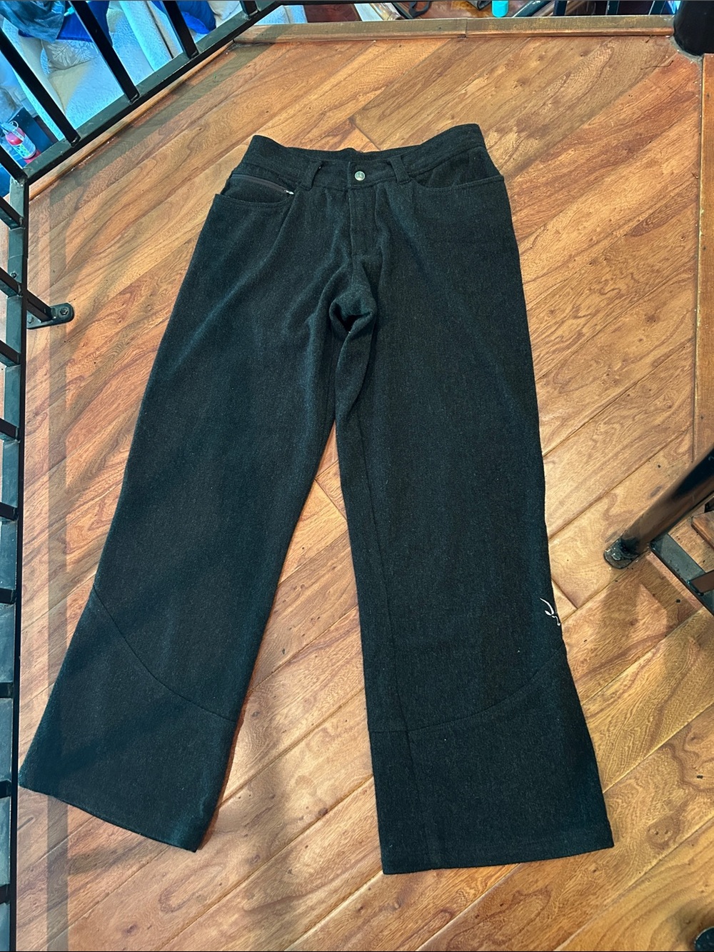 IBEX Men’s Grey Wool Blend Trouser Logo Wide-Leg Pant Size 36